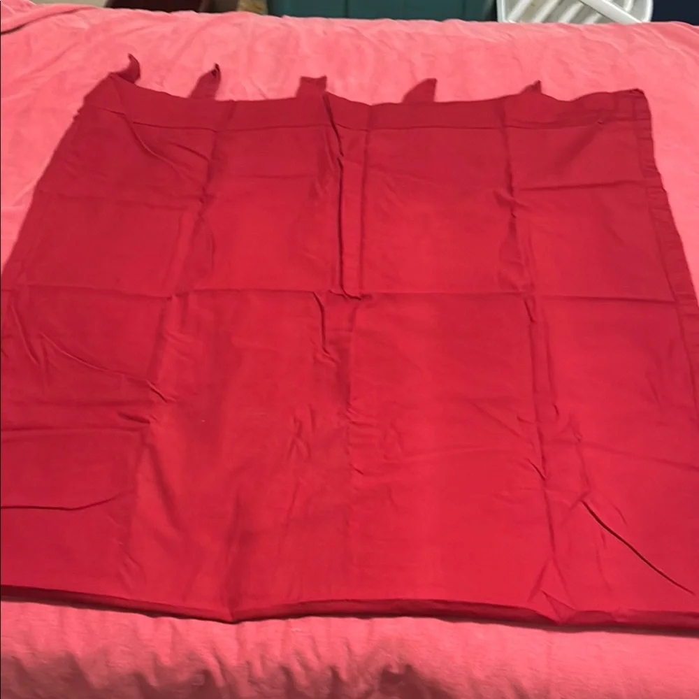 Mainstays Red Cotton Fabric Long Drape Panels 2  with 6 Hang Loops